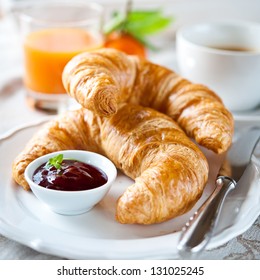 Breakfast With Croissants,coffee And Juice