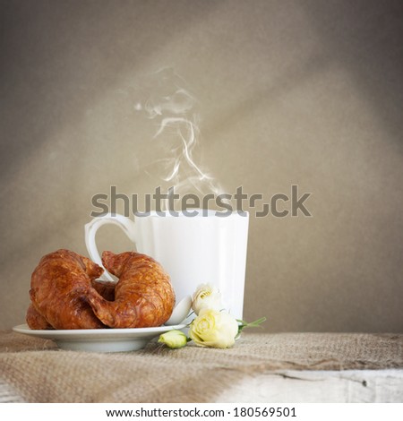 Similar – Image, Stock Photo cozy autumn breakfast on table in country house