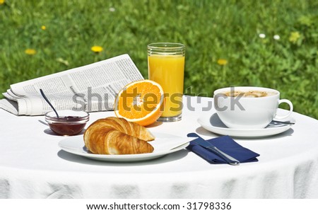 breakfast in the garden at springtime