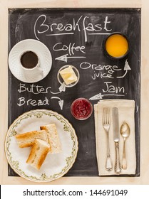 Breakfast Menu On A Blackboard