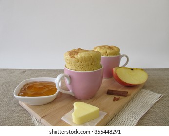 Breakfast Mug Cake With Apple Jelly And Butter