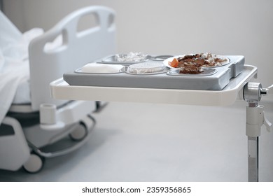 Breakfast on tray in hospital room                  - Powered by Shutterstock