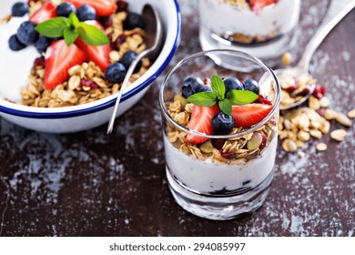 Breakfast Parfait With Homemade Granola And Yogurt