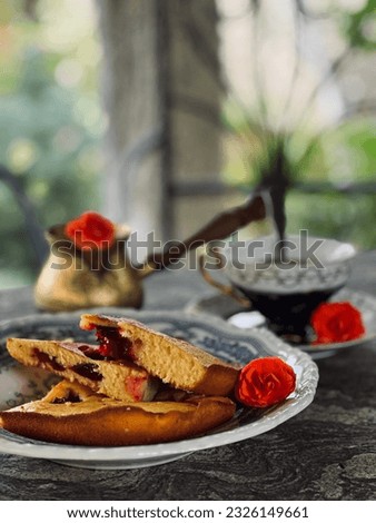 Breakfast with pie and coffee