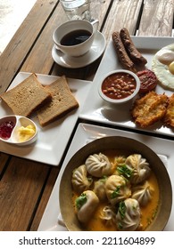 Breakfast Platter With A Huge Side Of Delicious Momos