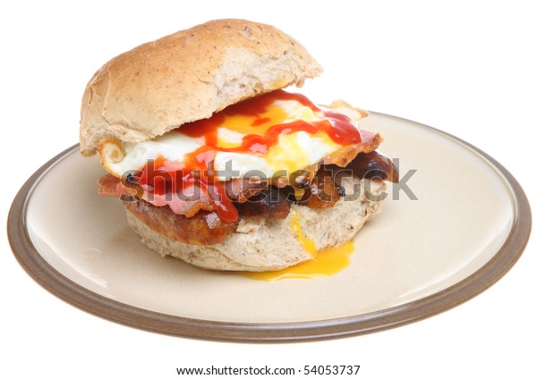 Breakfast Roll Fried Egg Sausages Bacon Stock Image Download Now
