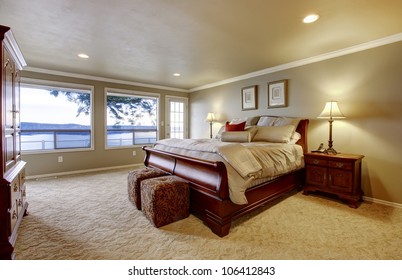 Breakfast Room With Wood Floor And Cherry Cabinets.