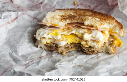 Breakfast Sandwich Half Eaten