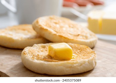 Breakfast scenery, butter melting in bread, Western food, English muffins - Powered by Shutterstock