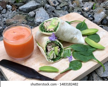 Breakfast Set Wrap Sandwich Tuna Avocado