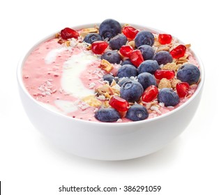 Breakfast Smoothie Bowl Isolated On White Background