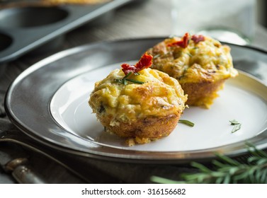 Breakfast Treat With Savory Egg Muffin Bites With Sundried Tomato