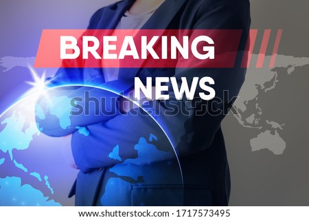 Breaking News Headline for Broadcast Presentation Background, Journalism Report Broadcasting and Global News Communication. Break News Reporter With Graphic Media Backdrop