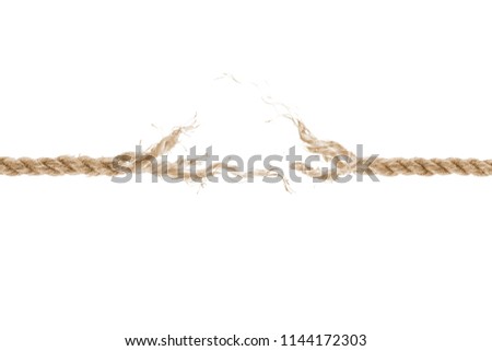 Breaking rope isolated on white background