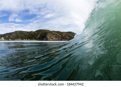 Breaking Wave/ A Great Surf Wave Breaks At Piha Beach, New Zealand.