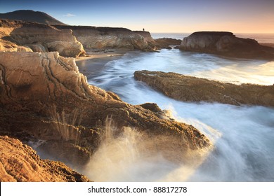 Breaking waves on the Pacific coast of California in Montana de Oro State Park