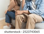 Breakup and depressed, asian young quarrel couple love fight relationship in trouble. Different people are emotion angry. Argue wife has expression upset with husband. Problem of family people.