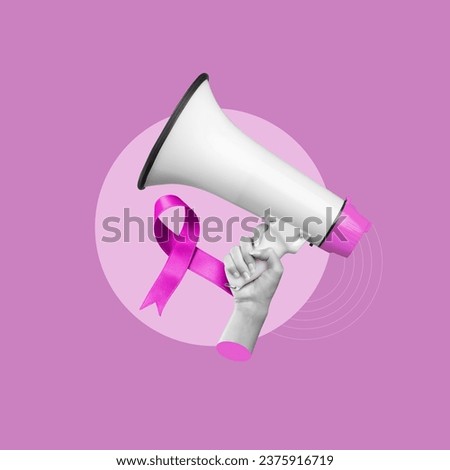 breast cancer awareness with ribbon, megaphone decoration background, giving breast cancer message, letting women know about cancer, Breast Cancer, Tumor, Three Dimensional