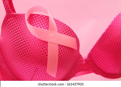 Breast Cancer Awareness Ribbon on bra