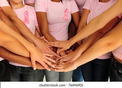breast cancer awareness women joining hands for support