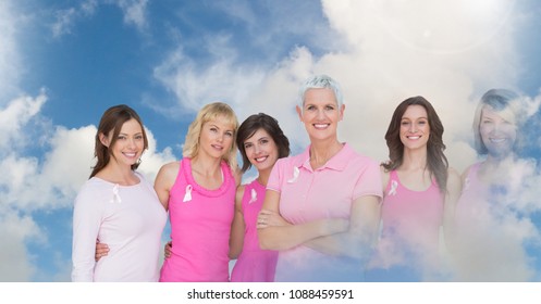 Breast cancer women with transition of sky - Shutterstock ID 1088459591
