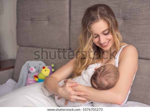 Breastfeeding Baby Pretty Mother Holding Her Stock Photo Edit Now