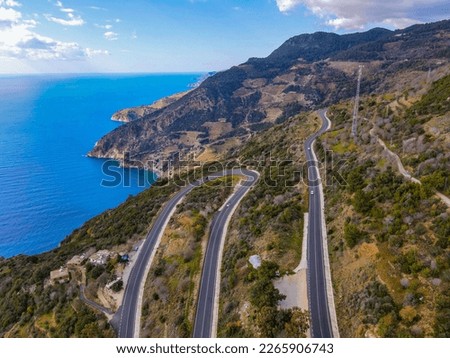 breathtaking aerial view of sea and highway