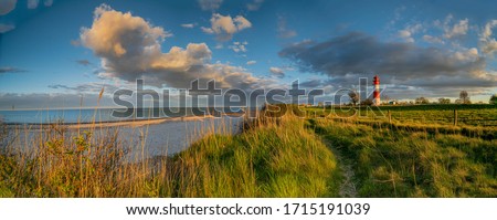 Breathtaking beautiful panorama of coastal landscape at the Baltic Sea at the Falshöft lighthouse Geltinger Birk, Schleswig-Holstein, Germany, stunning view from Baltic Sea coastline with sandy beach 