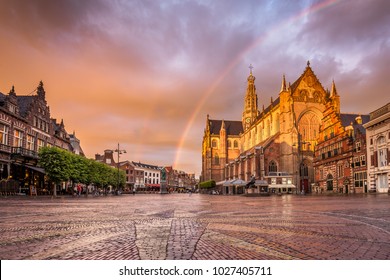 Breathtaking city center in Haarlem town