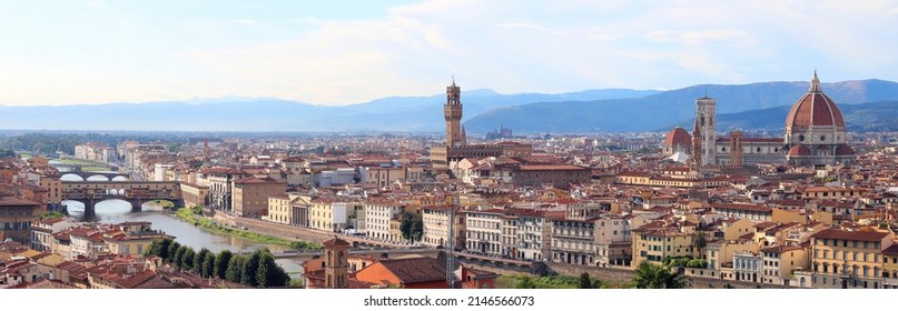 breathtaking city view of Florence in Italy with Arno River and more landmarks - Shutterstock ID 2146566073