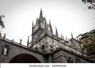 A Breathtaking Gothic Church In The Middle Of Nature At The City Of Ipiales - Colombia. Sanctuario De Las Lajas.