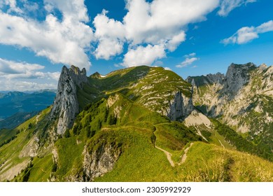 Breathtaking mountain view of the Saxer Lücke in Switzerland.