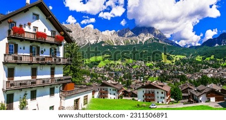 Breathtaking nature of Italian Alps .Wonderful valley in Cortina d'Ampezzo - famous ski resort in northern Italy, Belluno province