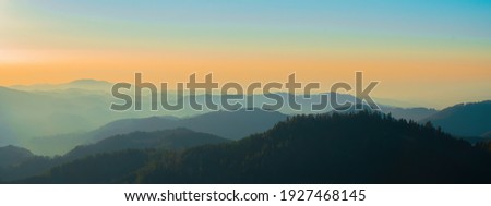 Breathtaking panorama of sunset and landscape in the Black Forest at the viewpoint Roßbühl refuge Oppenau,  Oppenauer Steige