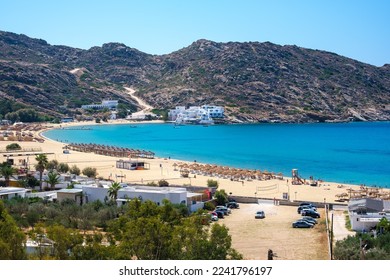 Breathtaking panoramic view of the famous Mylopotas beach in Ios Greece - Shutterstock ID 2241796197