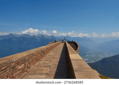 Breathtaking panoramic view from an observation deck atop a mountain. 