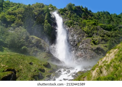 breathtaking Parcines waterfall in the Italian Alps of the Partschins region of South Tyrol (Italy, South Tyrol, Merano) - Shutterstock ID 2132441589