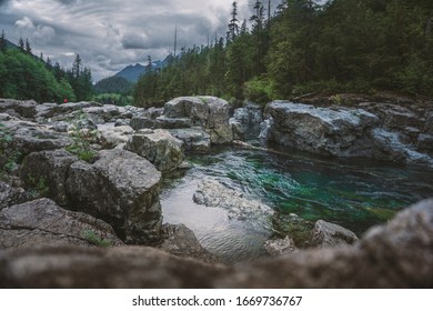 Breathtaking River And Landscape On The Road To Tofino In British Columbia