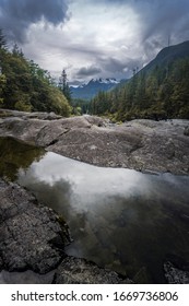 Breathtaking River And Landscape On The Road To Tofino In British Columbia