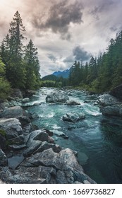 Breathtaking River And Landscape On The Road To Tofino In British Columbia