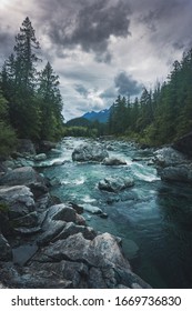 Breathtaking River And Landscape On The Road To Tofino In British Columbia