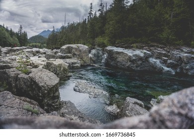 Breathtaking River And Landscape On The Road To Tofino In British Columbia