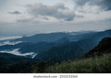 Breathtaking sunrise over mountain range scenic landscape nature photography misty mountains wide angle view tranquil beauty - Powered by Shutterstock