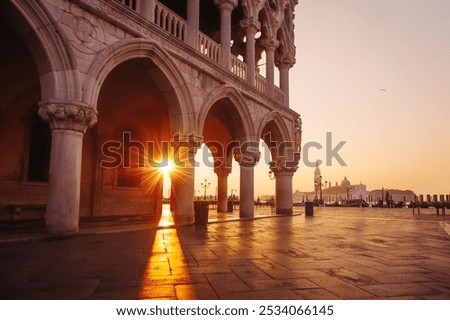 Similar – Image, Stock Photo Morning atmosphere in Venice near the “Punta della Dogana”