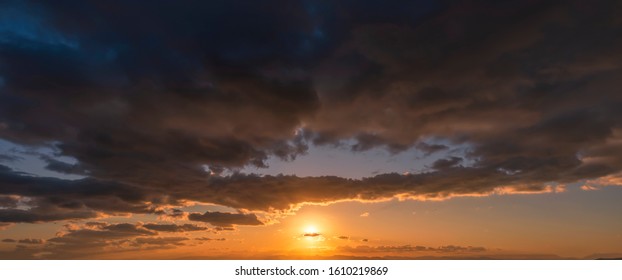 Breathtaking sunset with dramatic sky and clouds