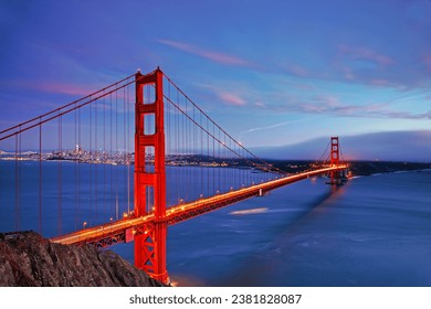 A breathtaking view of the Golden Gate Bridge in San Francisco, California on sunset sky background - Powered by Shutterstock