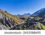 Breathtaking view of the majestic mountains surrounding San Jose de Maipo during the summer season