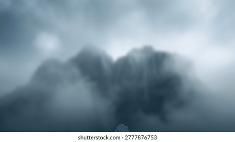 A breathtaking view of a mountain range enveloped in a thick layer of fog, showcasing the power of nature. The image captures the serene beauty of the mountains.