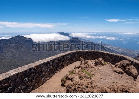 Breathtaking view over the viewing platform of the Roque de los muchachos and the island of La Palma
