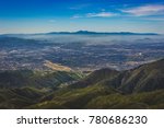Breathtaking view of the San Bernardino Valley from the San Bernardino Mountains with Santa Ana Mountains visible in the distance, Rim of the World Scenic Byway, San Bernardino County, California